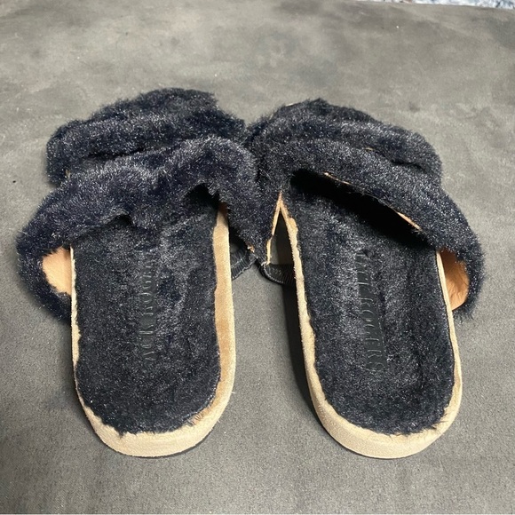 Jack Rogers Lauren Slide Sandals Black Faux Fur - Picture 9 of 9